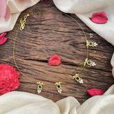 Vriksham Premium 5 Round & Leaf Pendant Invisible Chain-Green-G20613